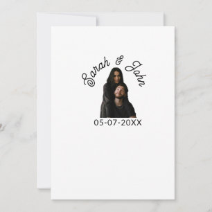 Invitación Foto de pareja con nombre y fecha de boda sencilla