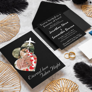Invitación Foto de Pareja Corazón, Romántico, Moderno, Boda