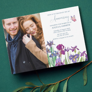 Invitación Foto de pareja de flores de Iris para fiesta de an