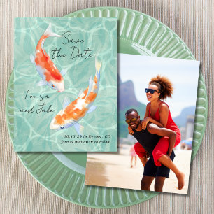 Invitación Foto de Pareja de Koi Tropical para Salvar la Fech