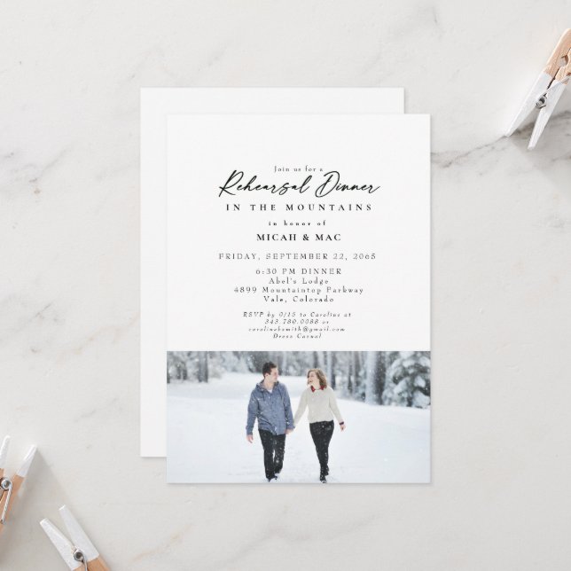 Invitación Foto de pareja de nieve ensayo Boda de invierno (Anverso/Reverso In Situ)