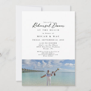Invitación Foto de pareja de playa Cena de ensayo simple