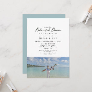 Invitación Foto de pareja de playa ensayo Turquoise