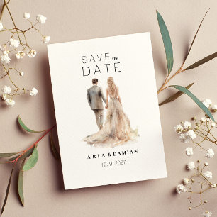 Invitación Foto de pareja floral dorada marfil