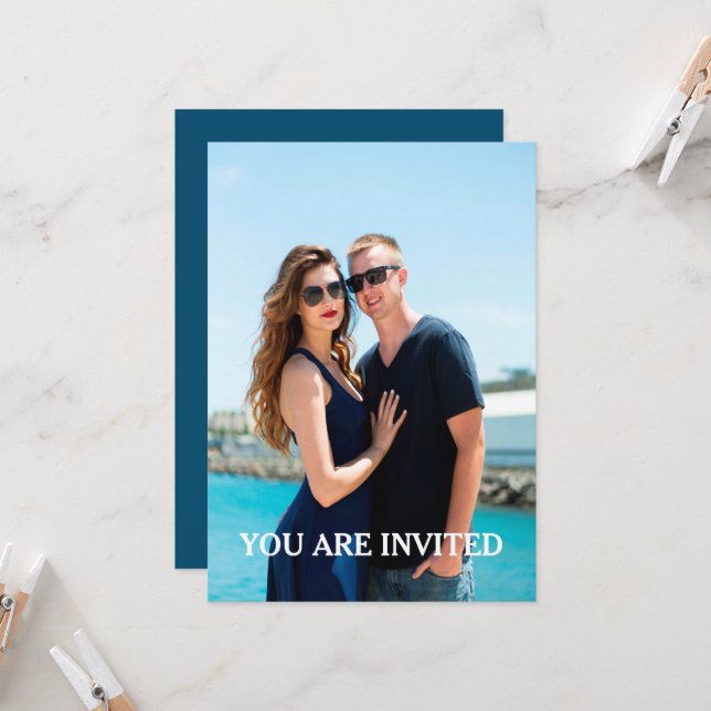 Invitación Foto de pareja moderna (Anverso/Reverso In Situ)