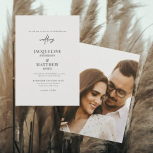 Invitación Foto de Pareja Moderna Beige Sin Padres Boda