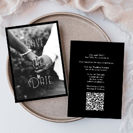 Invitación Foto de pareja vertical en blanco y negro Guardar