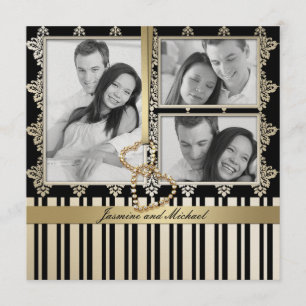 Invitación Foto de participación en blanco y negro elegante K