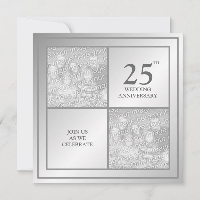 Invitación Foto de pasado y presente Bodas de plata (Brillant (Anverso)