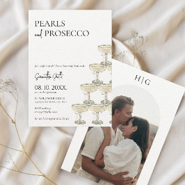 Invitación Foto de Pearls and Prosecco Bridal Shower