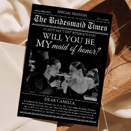 Invitación Foto de periódico de propuesta de dama de honor