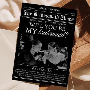 Invitación Foto de periódico de propuesta de dama de honor