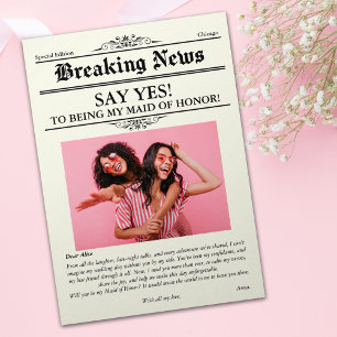 Invitación Foto de periódico doncella de honor o dama de hono