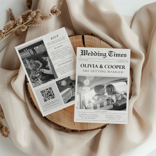 Invitación Foto De Periódico Elegante Todo En Un Boda (Subido por el creador)