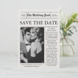 Invitación Foto de periódico Save the Date Boda