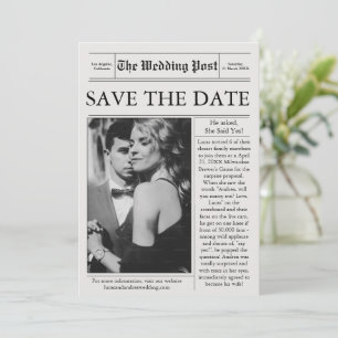 Invitación Foto de periódico Save the Date Boda