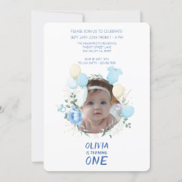 Invitación Foto de personalizable - 1º cumpleaños