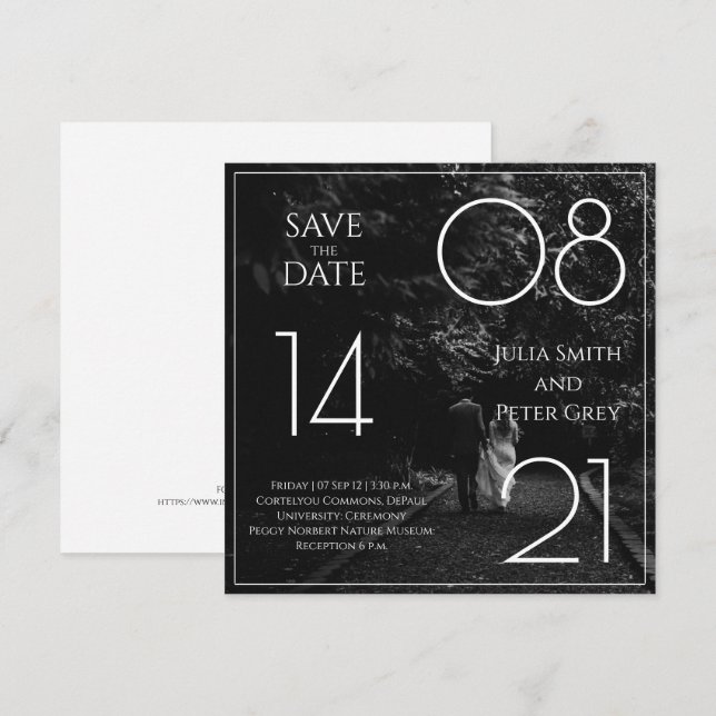 Invitación Foto de Personalizado blanco y negro Guardar Boda  (Anverso / Reverso)