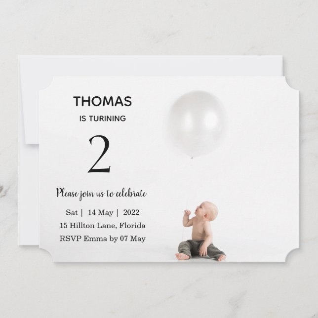 Invitación Foto de personalizado con bebé mayor de edad (Anverso)