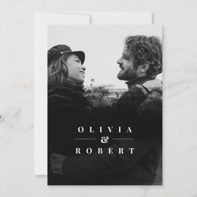 Invitación Foto de personalizado con Boda elegante de resumen (Anverso)