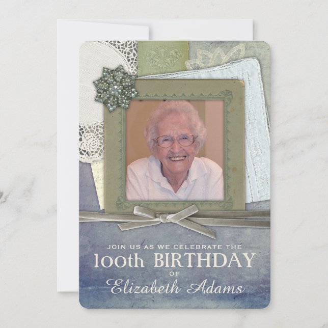 Invitación Foto de Personalizado de Collage femenino antiguo (Anverso)