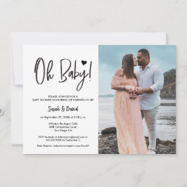 Invitación Foto de Personalizado de corazón moderno blanco y