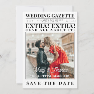 Invitación Foto de Personalizado de periódico de época Guarda