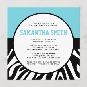 Invitación Foto de Personalizado de Zebra Fiesta de cumpleaño