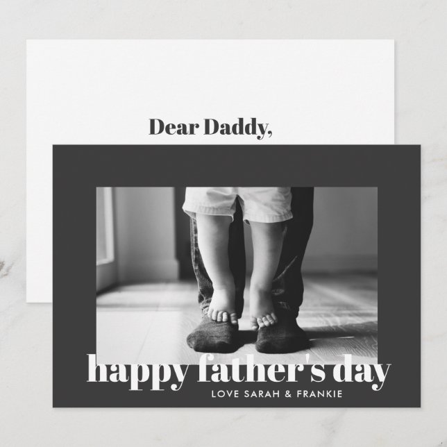 Invitación Foto de Personalizado gris moderno | Feliz Día del (Anverso / Reverso)