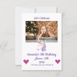 Invitación Foto de personalizado Magical Unicornio y Cumpleañ
