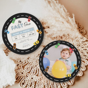 Invitación Foto de personalizado, niño de carreras de un año