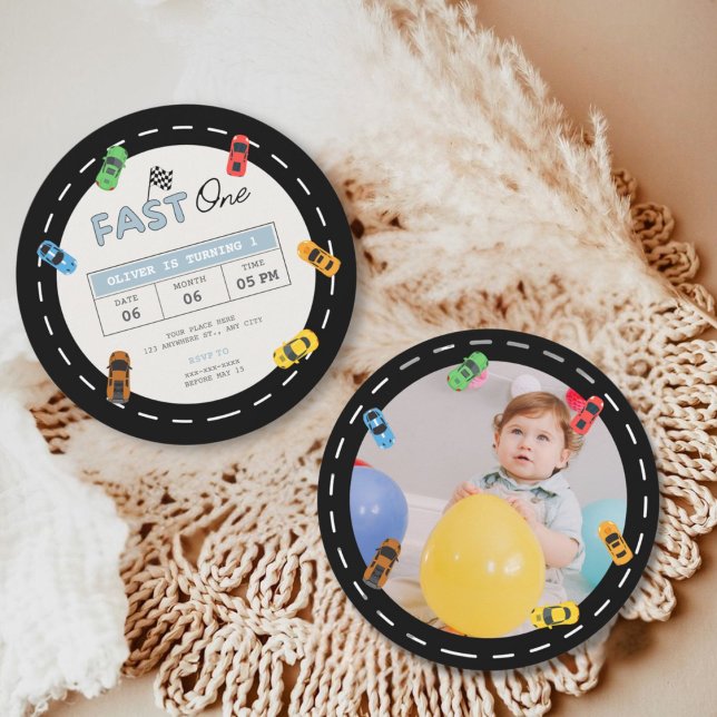 Invitación Foto de personalizado, niño de carreras de un año (Subido por el creador)