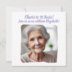 Invitación Foto de personalizado vitoreando a los 90 años 90