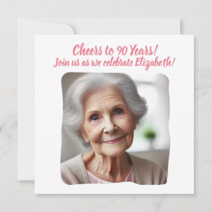 Invitación Foto de personalizado vitoreando a los 90 años 90