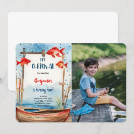 Invitación Foto de pesca del 4º cumpleaños