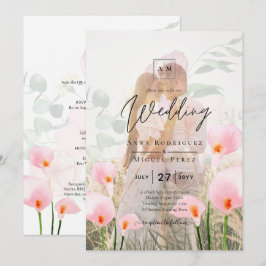 INVITACIÓN FOTO DE PINK CALLA LILIES SOBRELAY WEDDING INVITE