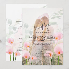 INVITACIÓN FOTO DE PINK CALLA LILIES SOBRELAY WEDDING INVITE