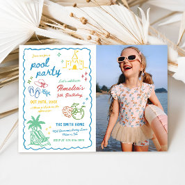 Invitación Foto de piscina personalizada de verano divertida 
