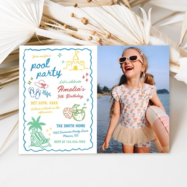 Invitación Foto de piscina personalizada de verano divertida  (Subido por el creador)