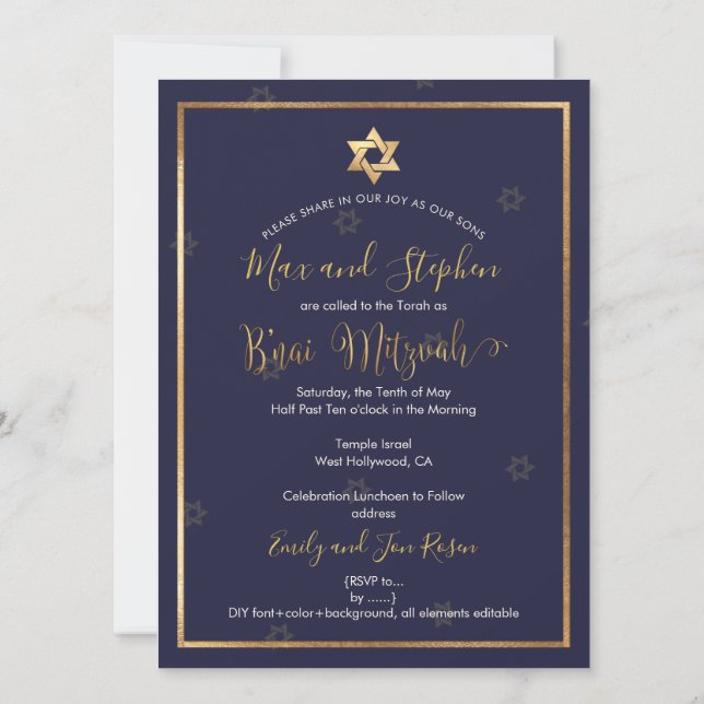 Invitación Foto de PixDezines Bnai Mitzvah (Reverso)