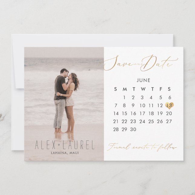 Invitación Foto de PixDezines Guardar la fecha Calendario fal (Anverso)
