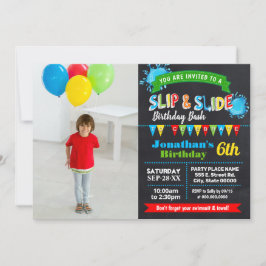 Invitación Foto de pizarra con diapositivas y cumpleaños