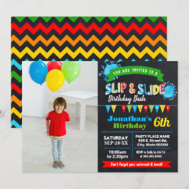 Invitación Foto de pizarra con diapositivas y cumpleaños