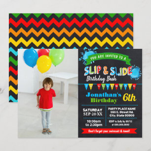 Invitación Foto de pizarra con diapositivas y cumpleaños