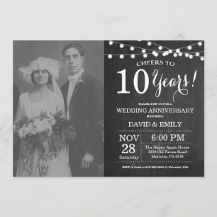 Invitación Foto de pizarra de 10º aniversario de bodas