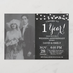 Invitación Foto de pizarra de 1er aniversario de bodas
