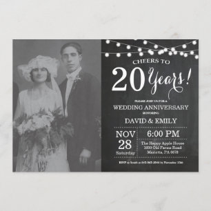 Invitación Foto de pizarra de aniversario de bodas 20