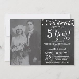 Invitación Foto de pizarra de aniversario de bodas 5º