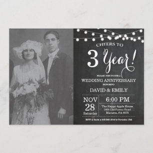 Invitación Foto de pizarra de aniversario de bodas número 3