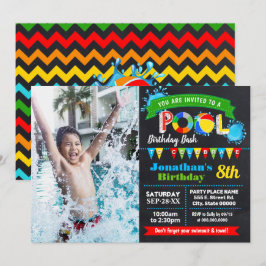 Invitación Foto de pizarra de basculante de verano con fiesta